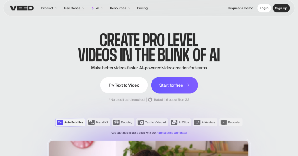 Image showing AI tool veed.io in video editing